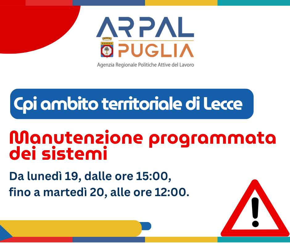 Avviso Fermo Sistemi per Manutenzione Programmata